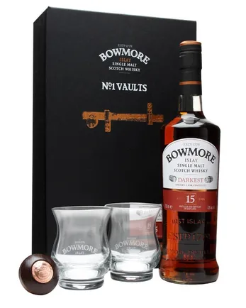 Bowmore 15 Jahre alt Darkest 2 Glass & Stopper Set
