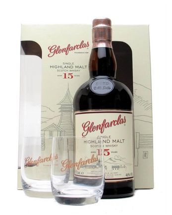 Glenfarclas 15 Jahre alt Set with Two Glasses