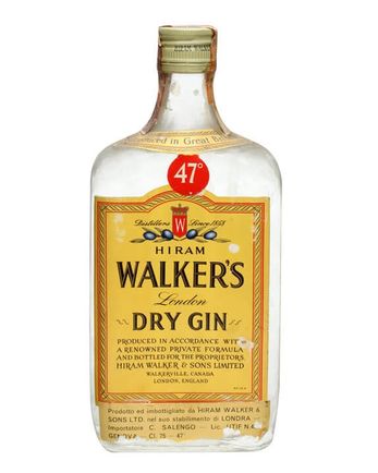 Hiram Walker's London Dry Gin Bottled 1970s