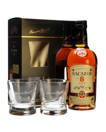 Bacardi 8 Jahre alt and 2 Glass Pack