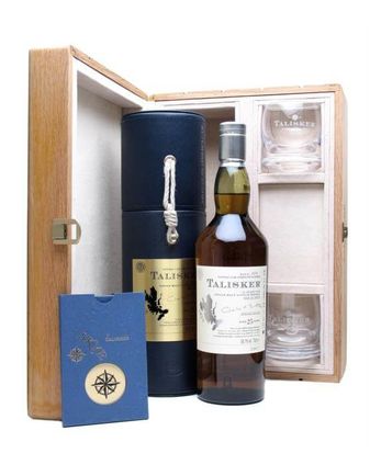 Talisker 25 Jahre alt Sea Chest Gift Pack 2 Glasses
