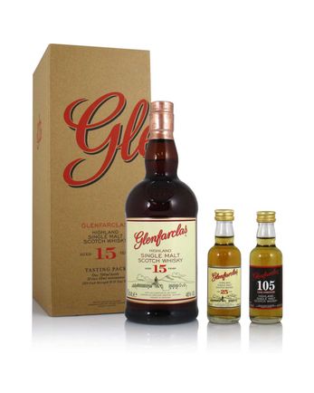 Glenfarclas 15 Jahre alt with 21 & 25 y/o miniatures